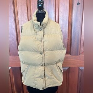 LL BEAN Freeport, MA Goose Down Puffer Vest Womens M 4238 Tan Gold Vintage
